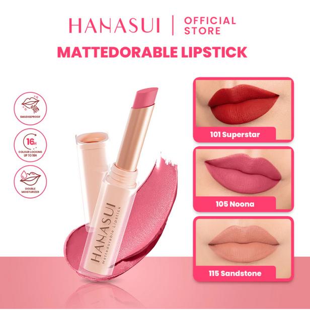 Hanasui Mattedorable Lipstick | Anti Geser Formula Smudgeproof Transferproof Long Lasting Matte