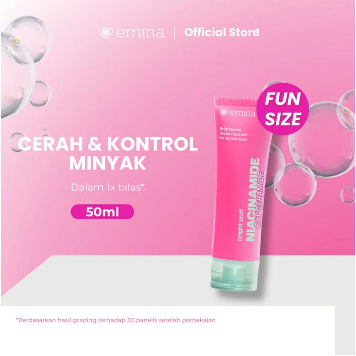Emina Niacinamide Mencerahkan Oxy Ceramide Brightening Face Wash 50 / 100 ml NEW! - Sabun Muka Cerah Glowing Anti Kusam Bright Stuff