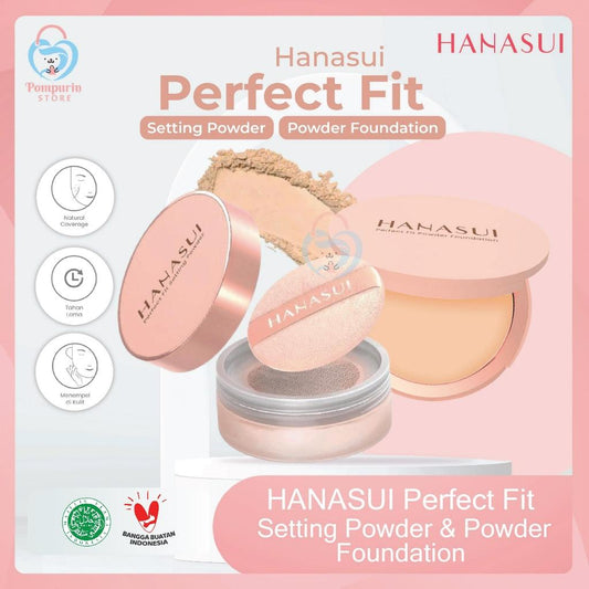 Hanasui Perfect Fit Setting Powder 12 g / Powder Foundation 12.5 g – Natural Finish