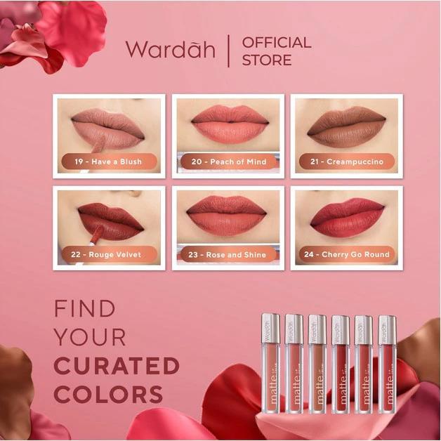 Wardah Exclusive Matte Lip Cream Tasya Farasya 21 Creampuccino 18 Shades SPF20 PA++ Non-Dry Formula High Pigmented Cream Texture