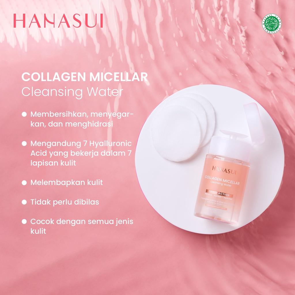 HANASUI Skincare Trio - Collagen Micellar Cleansing Water 100ml & Makeup Remover Set with Fix & Glow Setting Spray