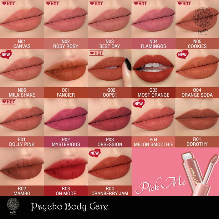 PINKFLASH Lip Matte Melting Matte Lipcream Lipstik Matte Lembut Pigmentasi Tinggi #OhMyKiss Original