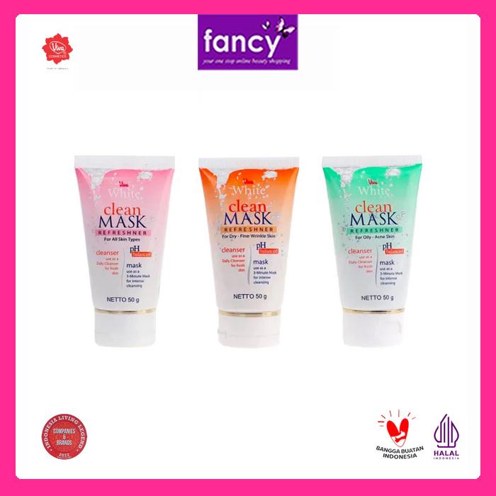 Viva White Clean & Mask 50g – 2-in-1 Face Cleanser and Mask for Dry / Oily / Normal Skin