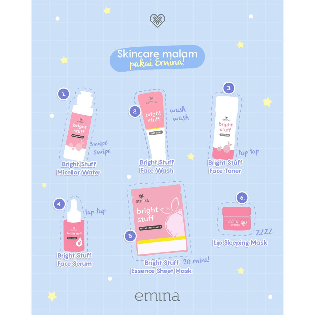 Emina Bright Stuff Essence Sheet Mask 23 g - Masker Wajah Cerah Kenyal dan Glowing