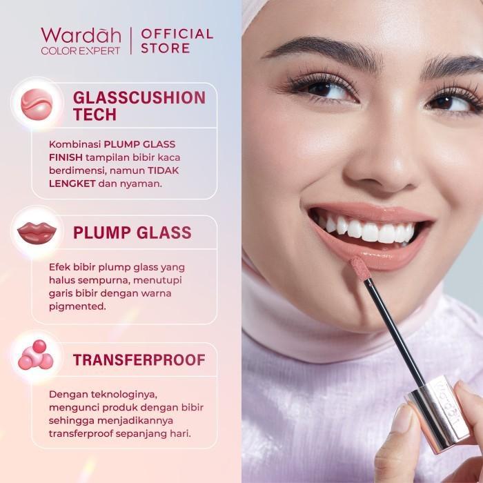 Wardah Glasting Liquid Lip | High-Pigment Glossy Color | Lightweight | Non-Sticky | Transferproof |