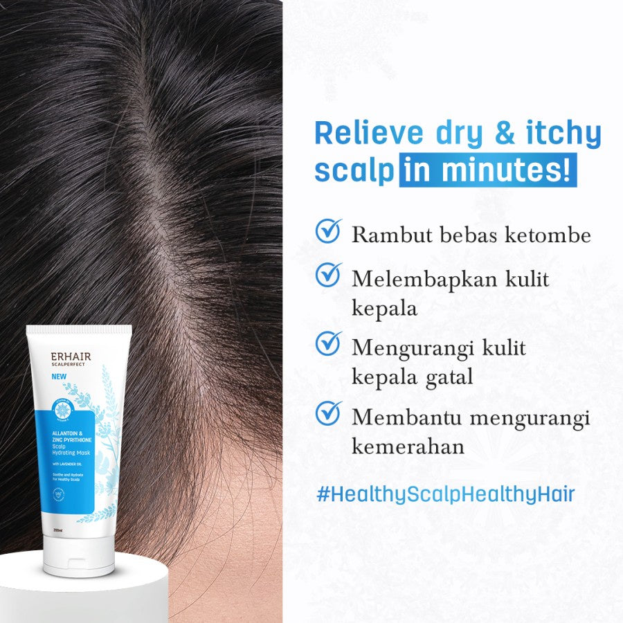 ERHAIR Scalperfect Hydrating Mask 200ml - Masker Kulit Kepala bebas Gatal & Berketombe Menenangkan Kulit Kepala Gatal, Iritasi, Minyak dan Mengurangi Ketombe Seboroik | Menthol Cooling Sensation