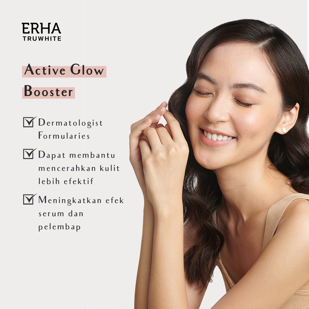 [BUNDLE] ERHA Truwhite Brightening Serum & Active Glow Booster - Paket Hemat untuk Cerah, Plumpy & Glowing / Atasi & Cerahkan Darkspot