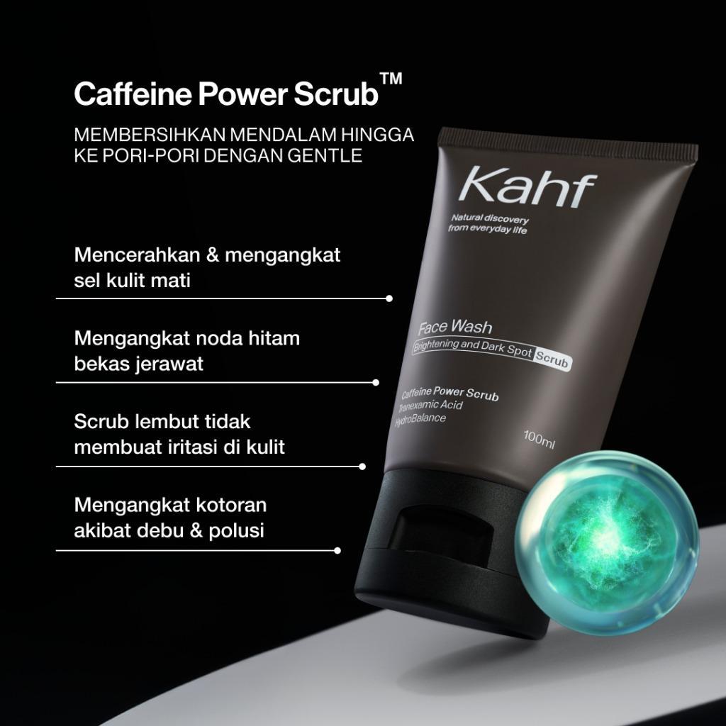 Kahf Men's Brightening Face Wash & Scrub - Fights Dark Spots Acne Marks - 100ml - Bebas Jerawat Dalam 7 Hari - Gentle Exfoliation & Deep Cleansing