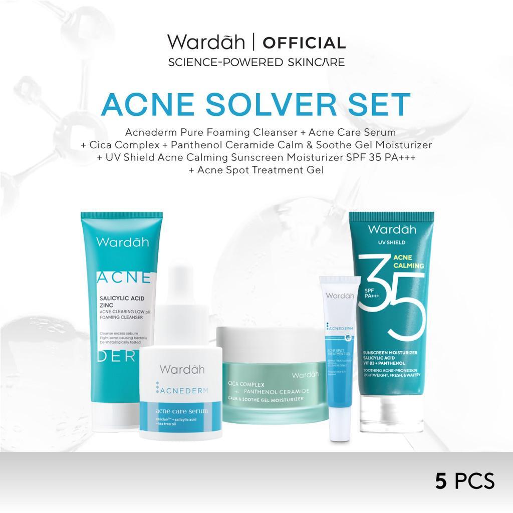 Wardah Bright Booster Set - 5 Pieces Complete Skincare Solution with Face Wash Toner Serum Moisturizer & Sunscreen for Clear Healthy Skin