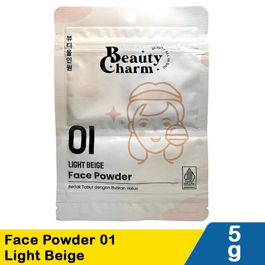 Beauty Charm Face Powder 01 Light Beige 5g | Lightweight Matte Finish for Fair Skin