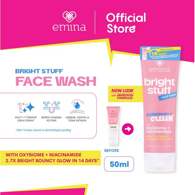 Emina Niacinamide Mencerahkan Oxy Ceramide Brightening Face Wash 50 / 100 ml NEW! - Sabun Muka Cerah Glowing Anti Kusam Bright Stuff