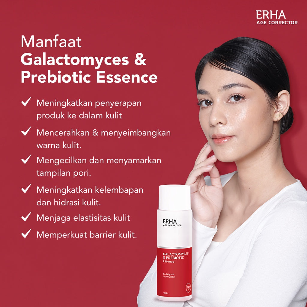 ERHA Age Corrector Galactomyces & Prebiotic Essence 100g - Essence Anti Aging | Melembabkan | Mengencangkan | Menghaluskan | Meningkatkan Hidrasi