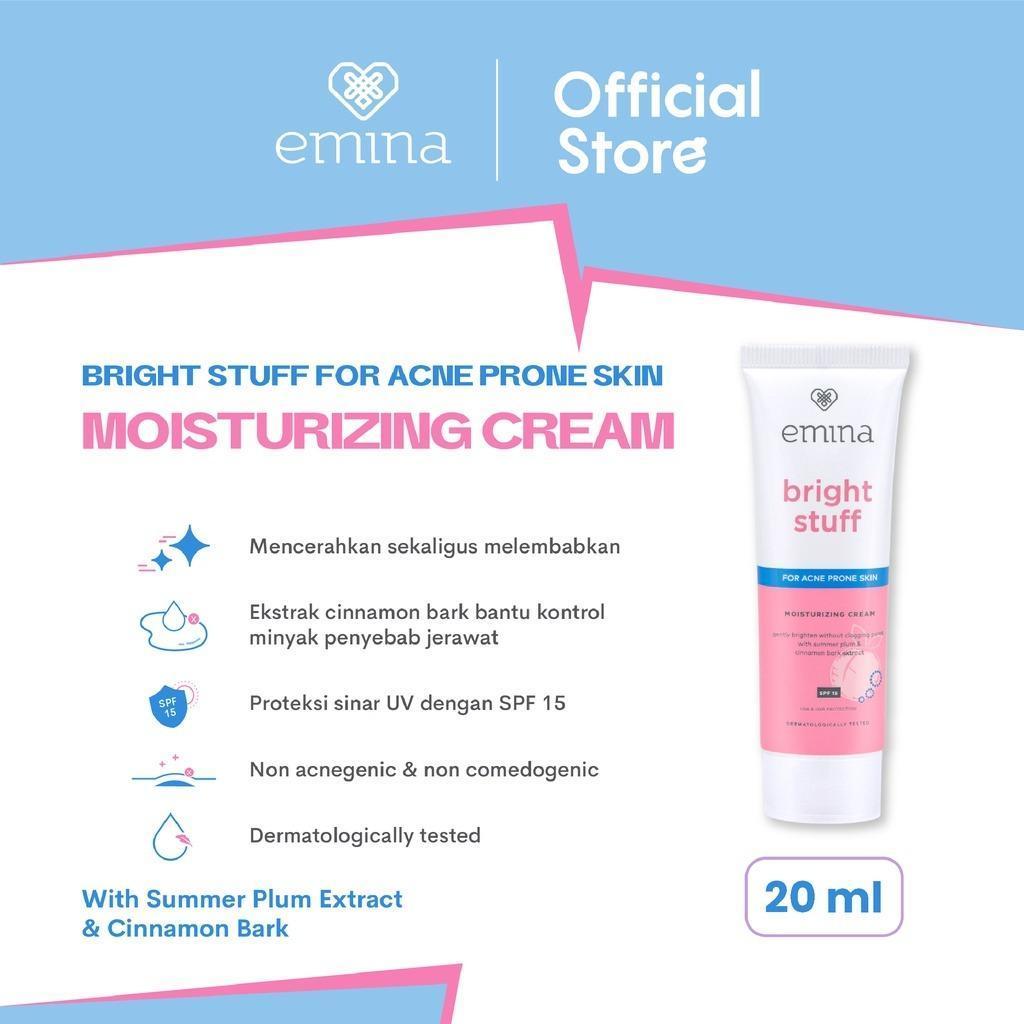 Emina Bright Stuff Moisturizing Cream for Acne-Prone Skin 20ml | Brightening & Soothing Daily Moisturizer
