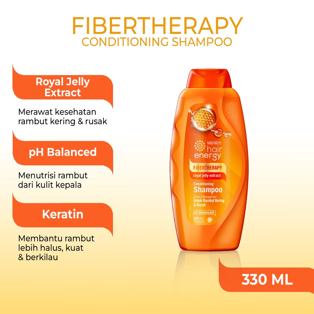 PAKET ISI 2 - Makarizo Hair Energy Fibertherapy Conditioning Shampoo Royal Jelly 330 mL