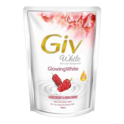 Giv White Collection Body Wash – Mulberry & Collagen Refill 400ml | Brightening Body Cleanser with Skin-Firming Collagen | Glowing, Smooth Skin with Every Wash