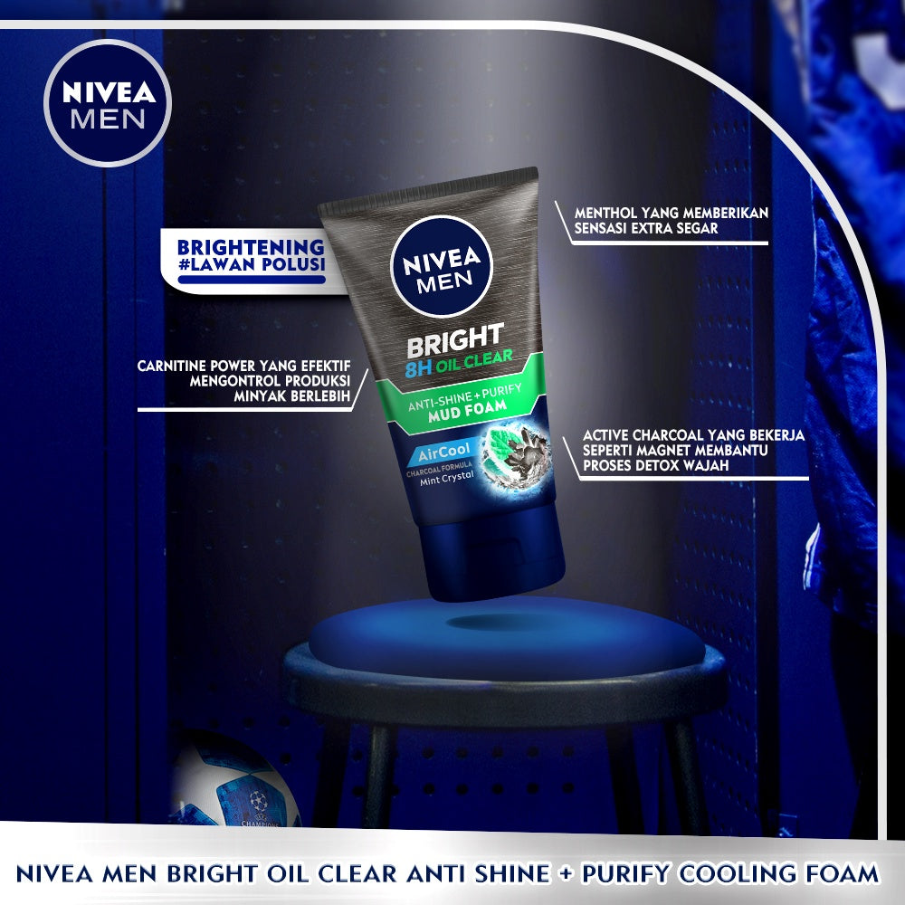 NIVEA Men Crème 75mL + NIVEA Men Bright Oil Clear Anti-Shine+Purify Mud Foam 50mL