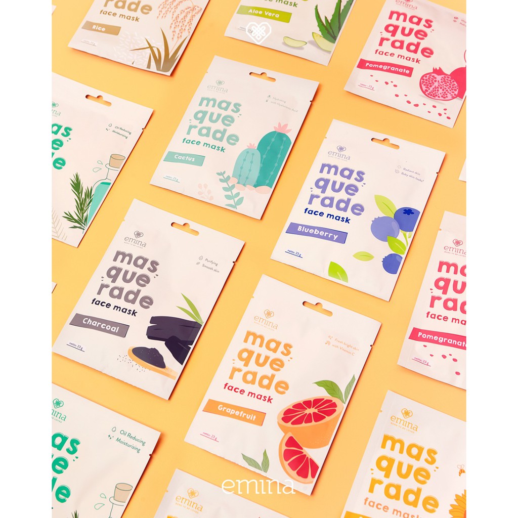 Emina Masquerade Face Mask 23 g - Sheet Mask Ekstrak Bahan Alami