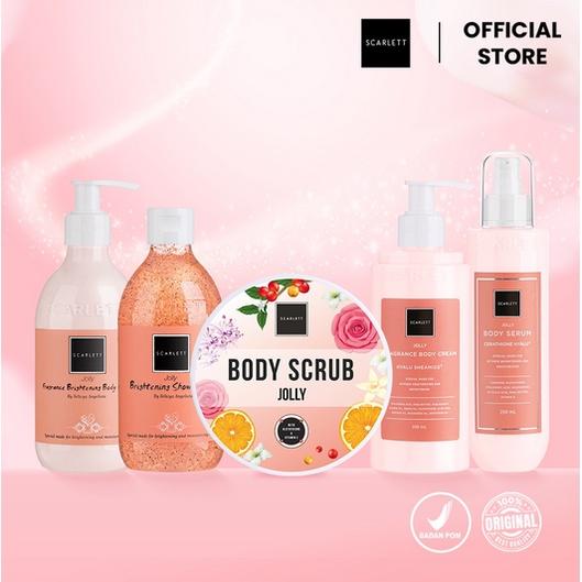 SCARLETT Whitening Jolly Series Brightening Body Care Set - Includes Body Lotion, Scrub, & Cleanser for Radiant Skin