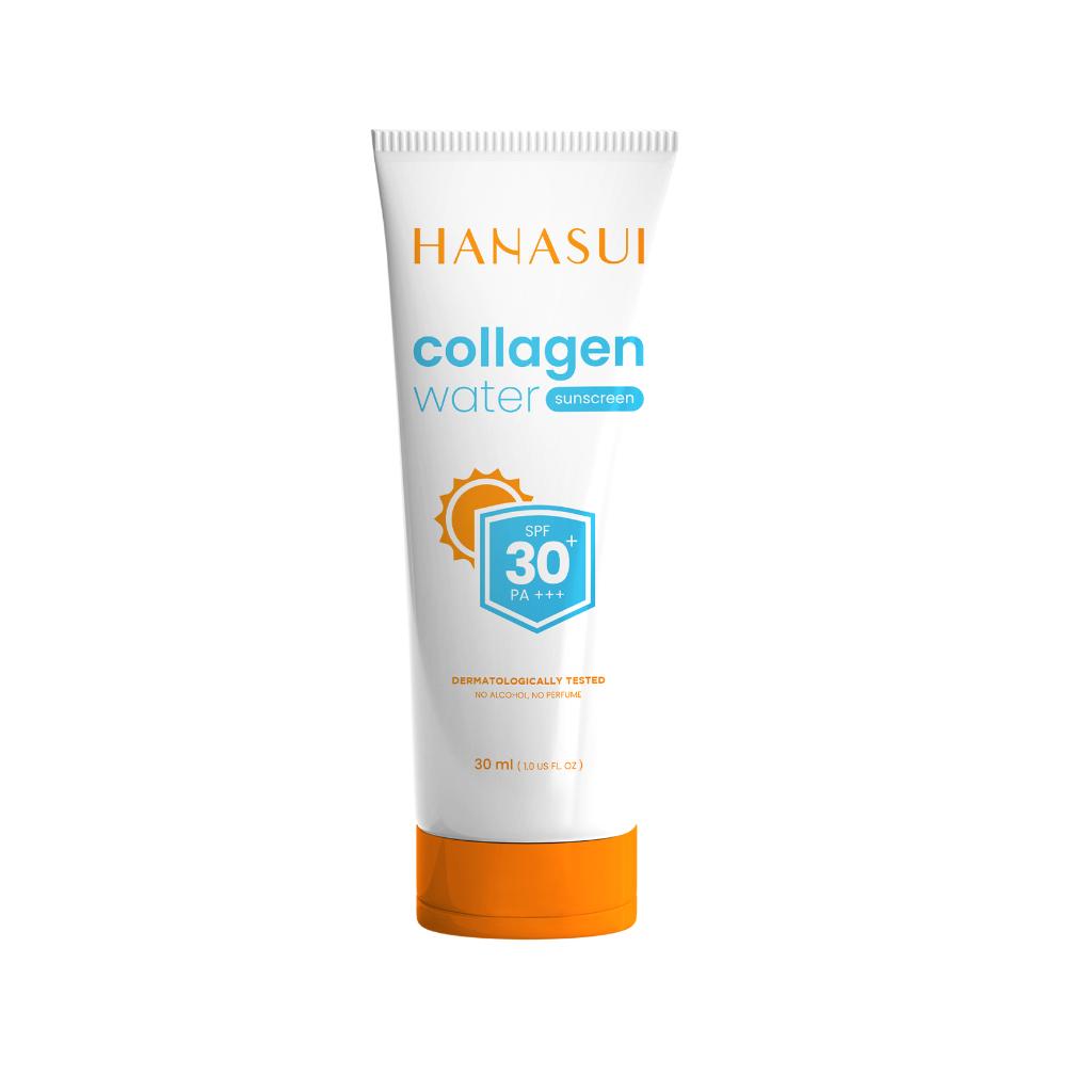 Hanasui Collagen Water Sunscreen SPF50 PA+++ & SPF30 PA+++ 30ml - Lightweight, Hydrating, Non-Greasy Formula for Daily Protection