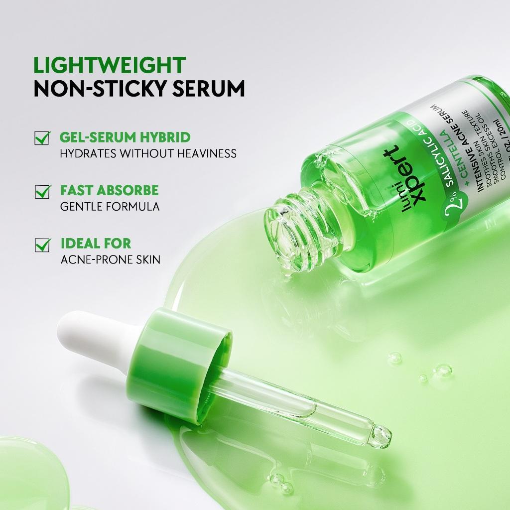 Lumixpert 2% Salicylic Acid Centella Intensive Acne Serum 20ml Mengurangi jerawat dan noda bekas jerawat Menenangkan kulit yang teriritasi