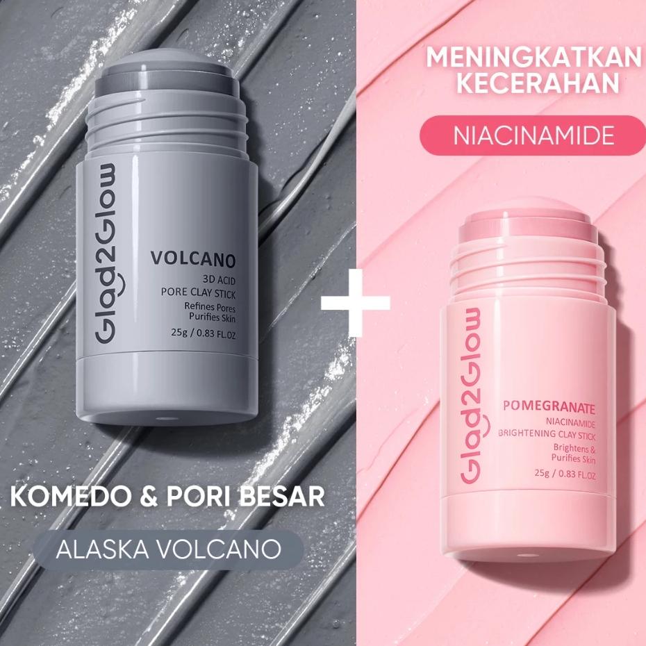 Glad2Glow Clay Stick 25g Brightening Mugwort & Volcano Variants Anti-Blackhead Pore-Refining Face Mask Perfect Blurring Powder Foundation