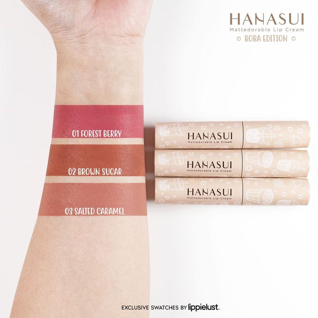 HANASUI Mattedorable Lip Cream – Lip & Cheek Tint, Boba / Matcha Latte Shades