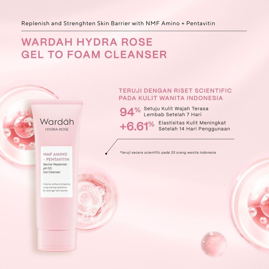 WARDAH – Hydra Rose Barrier Replenish Gel Cleanser 100ml | pH 5.5 with NMF Amino + Pentavitin