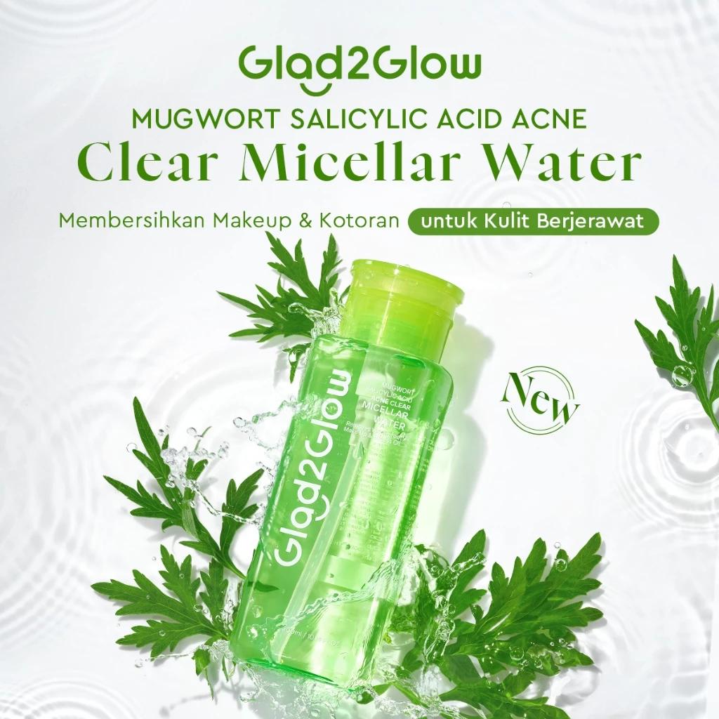 Glad2Glow Micellar Water Series 130ml & 300ml - Cherry Blossom Betaine Mugwort Acne Yuja Vit C Gentle Makeup Remover Facial Cleanser