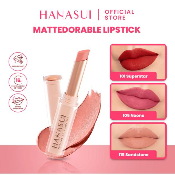 Hanasui Mattedorable Lipstick | Anti Geser Formula Smudgeproof Transferproof Long Lasting Matte