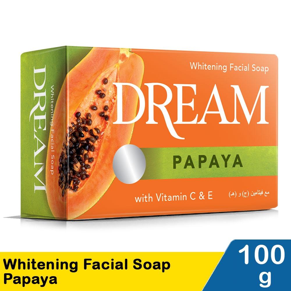 Dream Papaya Whitening Facial Soap with Vitamin C & E - 100g for Brightening & Gentle Cleansing