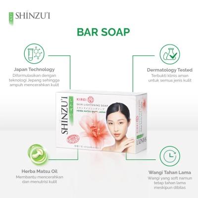 Shinzu’i Kirei Skin Lightening Bar Soap 3 x 100g – Brightening Herbal Soap for Radiant & Smooth Skin