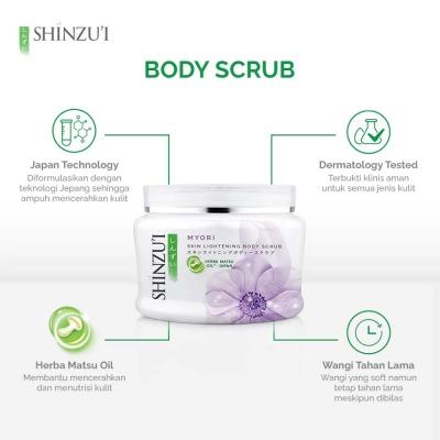 Shinzu’i Skin Lightening Body Scrub – Myori 200g | Brightening Herbal Exfoliator with Herba Matsu Oil | Smoother, Radiant, Even-Toned Skin