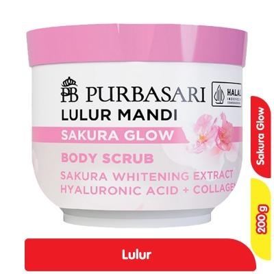 Purbasari Body Scrub – Sakura Glow 200g | Brightening & Exfoliating Scrub with Sakura Extract | Smooth, Glowing, Flower-Scented Skin