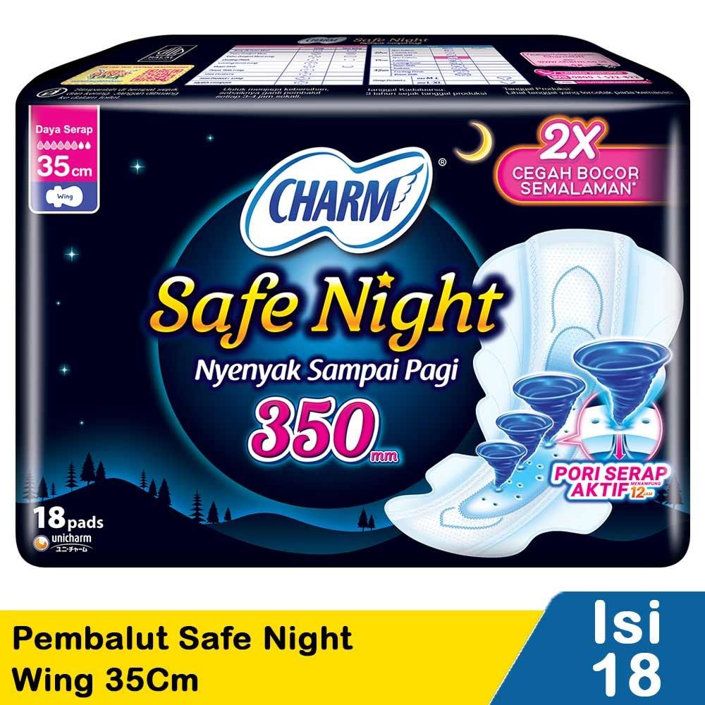 Charm Safe Night 42cm Sanitary Pads – 14’s with Wings | Extra Long Overnight Protection for Worry-Free Sleep
