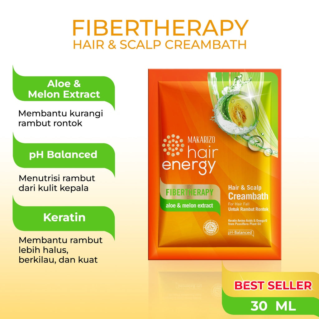 Makarizo Hair Energy Fibertherapy Hair & Scalp Creambath Aloe & Melon 30 mL