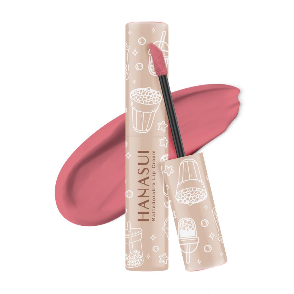 Hanasui Mattedorable Lip Cream Matte - Matcha Latte & Boba Series Halal Certified Lip Gloss