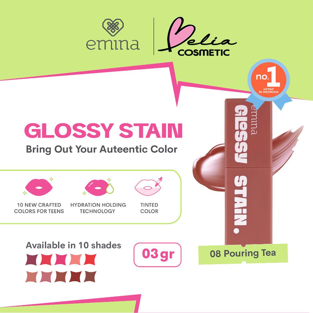 Emina Glossy Stain 3g – Lip Tint dengan Hasil Akhir Glossy & Ringan | Official by Serba Ada