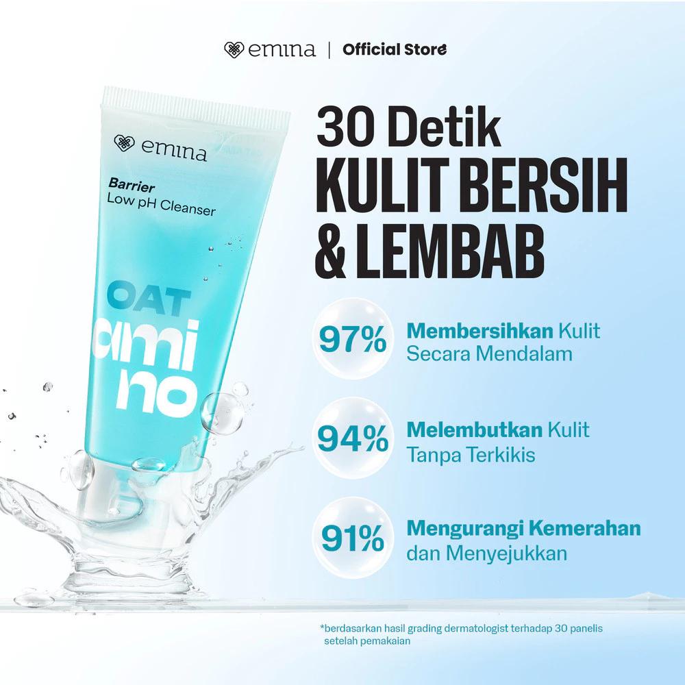 Emina Oat Amino Ceramide Barrier Low pH Gel Cleanser 70ml - Facial Wash Skincare Brightening Glowing Facial Soap Repairs Skin Barrier