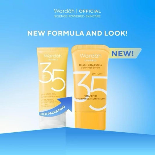 Wardah Glow & Shield Vitamin C SPF 35+ Hydrating Sunscreen Serum - Bright-C Complex & UV Protection for All Skin Types