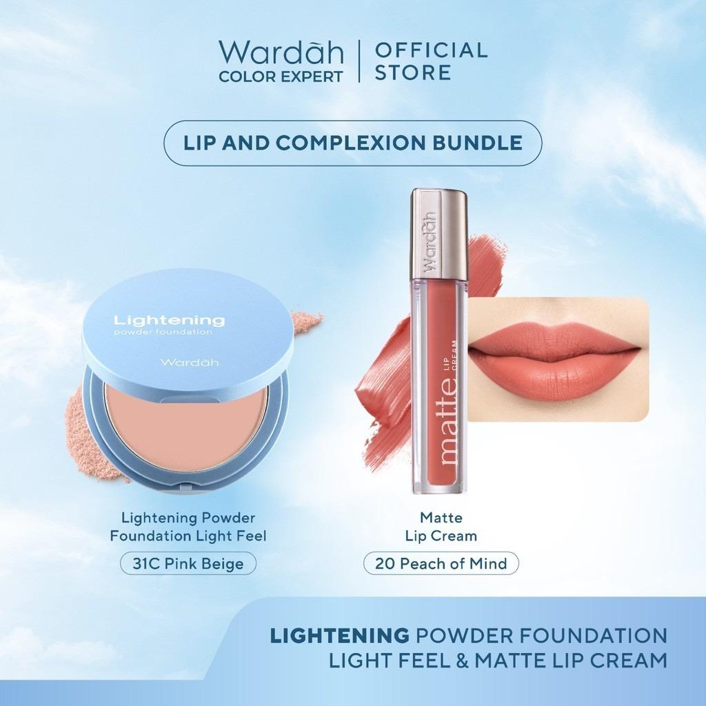 WARDAH Make Up Set – Lightening Powder Foundation + Matte Lip Cream for Daily Glow & Soft Matte Look