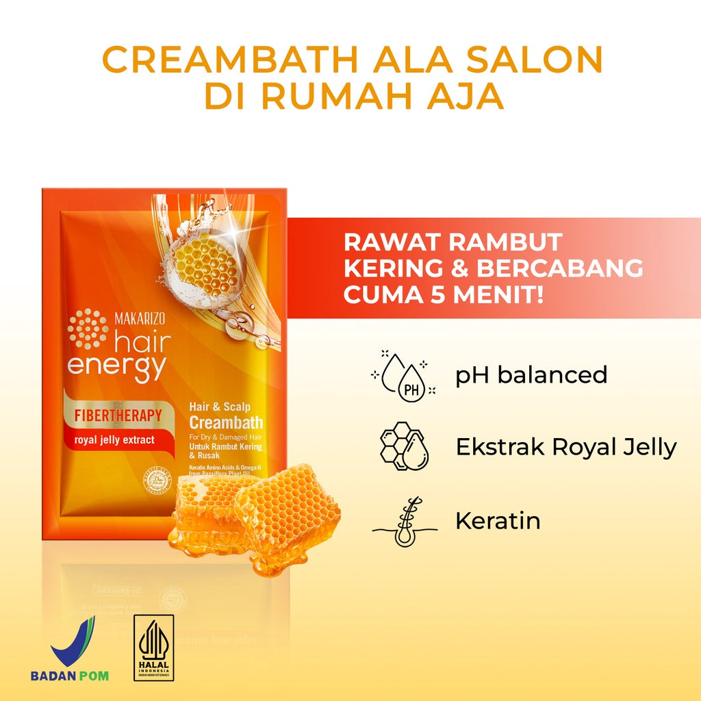 PAKET ISI 12 - Makarizo Hair Energy Fibertherapy Hair & Scalp Creambath Royal Jelly 30 gr
