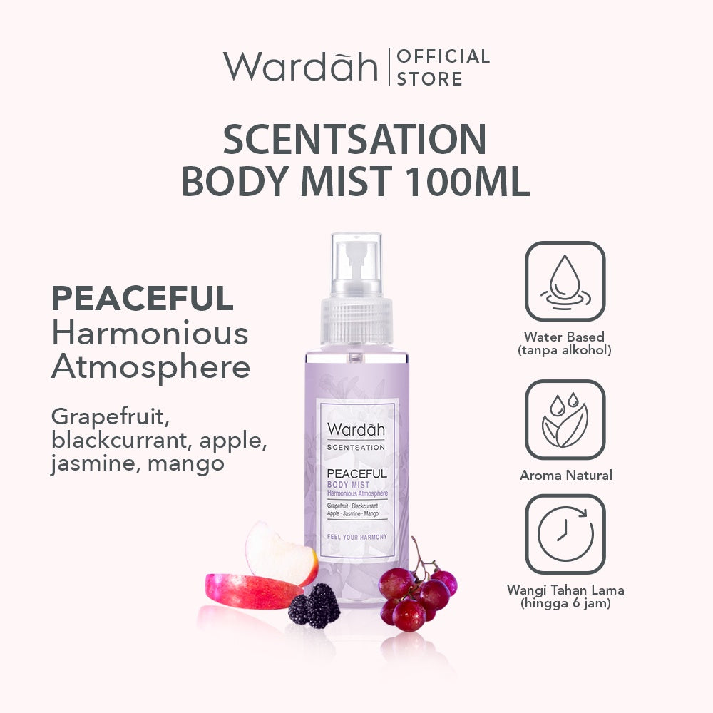 Wardah Scentsation Body Mist 100 ml - Parfum Wanita Wangi Tahan Lama Hingga 5 Jam - Mudah Dibawa - Cocok Digunakan Untuk Aktivitas Sehari-hari
