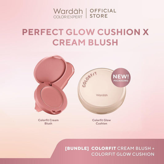 WARDAH Make Up Set – Colorfit Perfect Glow Cushion + Cream Blush for Radiant Skin & Natural Flushed Cheeks