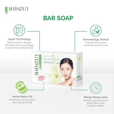 Shinzu’i Skin Lightening Bar Soap Matsu 3x100g – Natural Herbal Whitening Soap with Herba Matsu Oil & Moisturizer