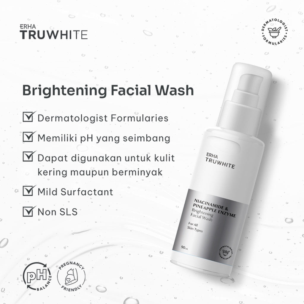ERHA Bundle Truwhite Brightening Facial Wash 90 ml + Face Toner 100 ml - Sabun + Toner Pencerah Wajah