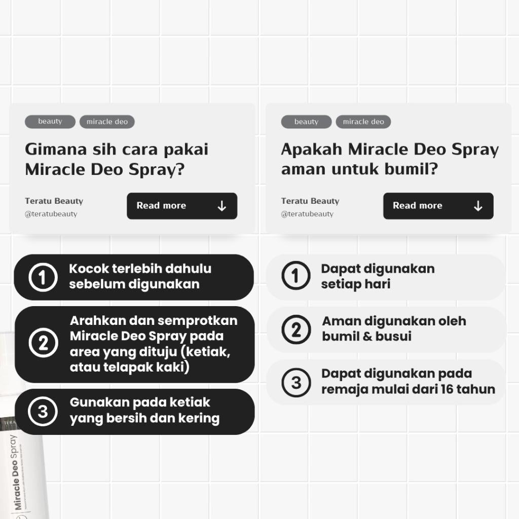 TERATU BEAUTY (Spray) Miracle Deo Spray Deodorant (BPOM Certified)