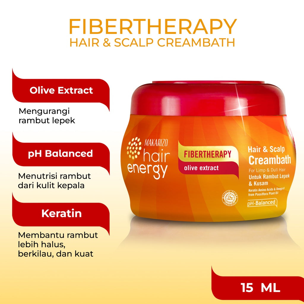 PAKET ISI 2 - Makarizo Hair Energy Fibertherapy Hair & Scalp Creambath Olive 500 mL