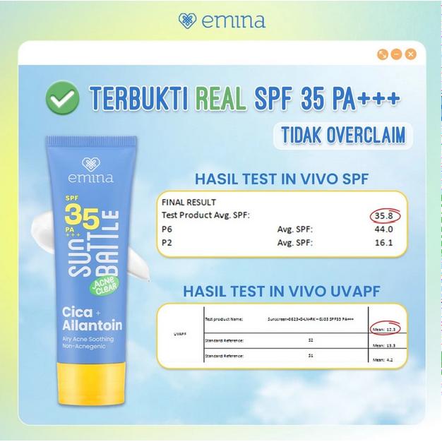 Emina Sun Battle SPF35 PA+++ – Acne Clear Sunscreen with CICA & Allantoin, 50ml