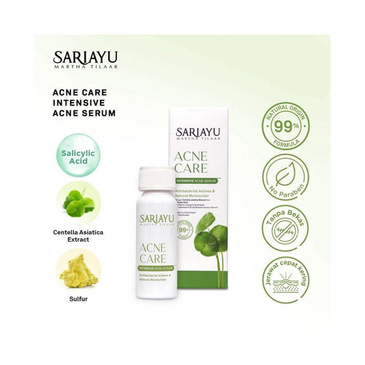 Sariayu Intensive Acne Serum 12ml - Targeted Treatment for Pimples with Salicylic Acid Centella Asiatica Extract & Sulfur