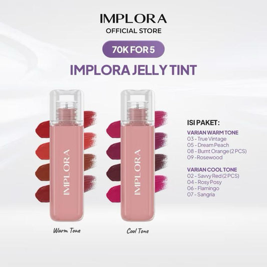 Implora Jelly Gloss 5-Pack – Long-Lasting Lip Love - Tint Temptation